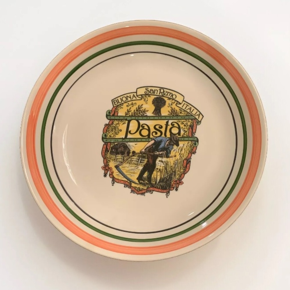 Vintage Large Buona San Remo Italia Pasta Serving Bowl Plate Dish Italy 11.75”